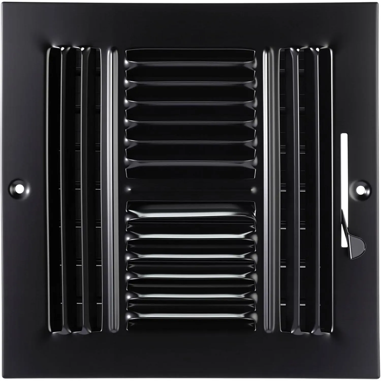 1 Pack Duct Opening Ceiling Register 4 Way Grille Register Wall Vent Cover Adjustable Damper Solid Steel Ceiling Sidewall  for HVAC Heat and Air Conditioner (8 * 8 Inch,Black)