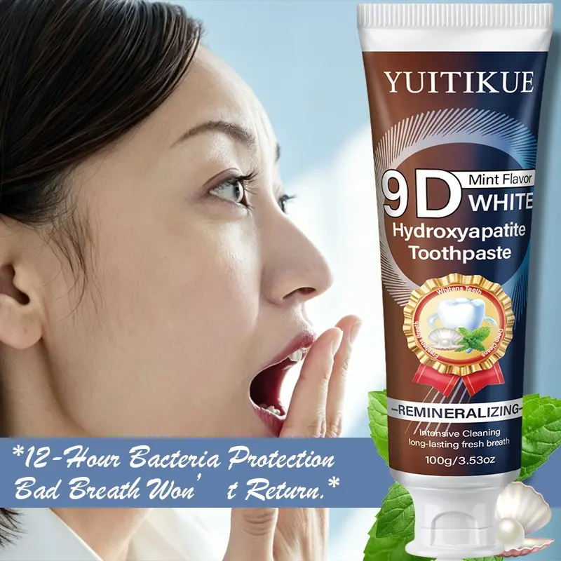 Yuitikue9d Brightening Hydroxyapatite Re-Mineralizing Toothpaste, Pearl Whitening Long-Lasting Freshness, Stain Removal Oral Care, 100g