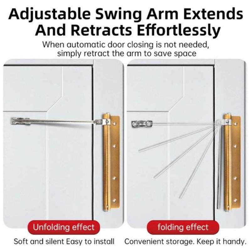 Automatic Door Closer for Home Easy to Install | Safety Spring Door Closers | Auto Soft Close to Convert Hinged Doors to Auto Self Closing | Adjustable Catch Speed | with Arm, Screw, Wrench