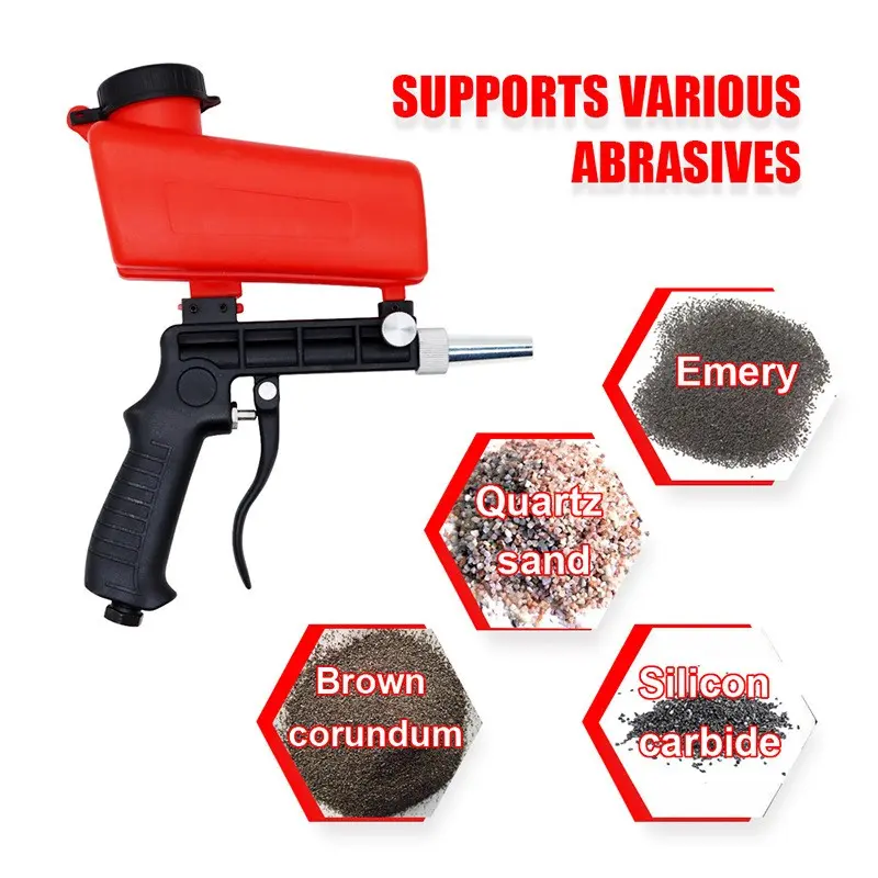 Portable Small Pneumatic Sandblasting Gun for Handheld Surface Cleaning, Compact Durable Air Blaster Tool for Auto and Industrial Use