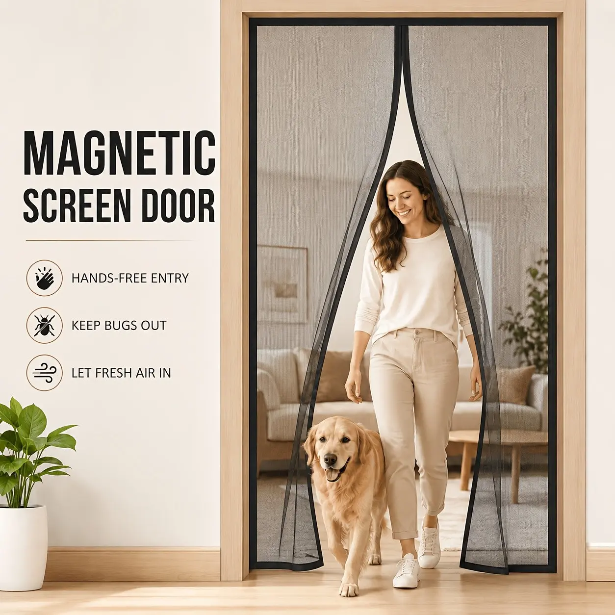 Summer Home Breathable Anti-Cat Dog Scratch Diamond Mesh Mosquito Door Curtain, Magnetic Self-Adhesive High-Quality Mosquito Net