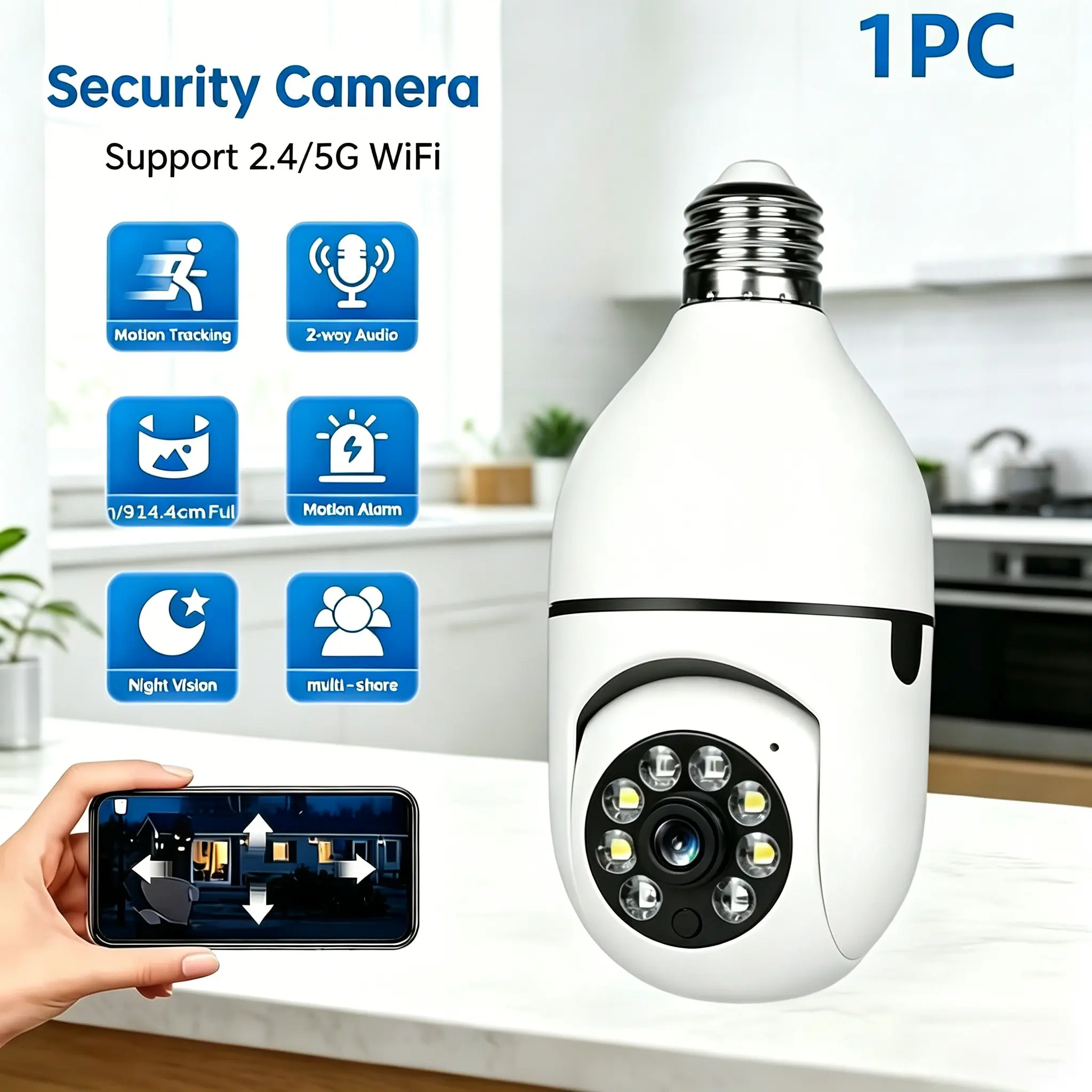Wireless WiFi 5g and 2.4GHz Ptz Security Camera, Fhd Color Night Vision, Auto Tracking and Alert, Home Surveillance Camera