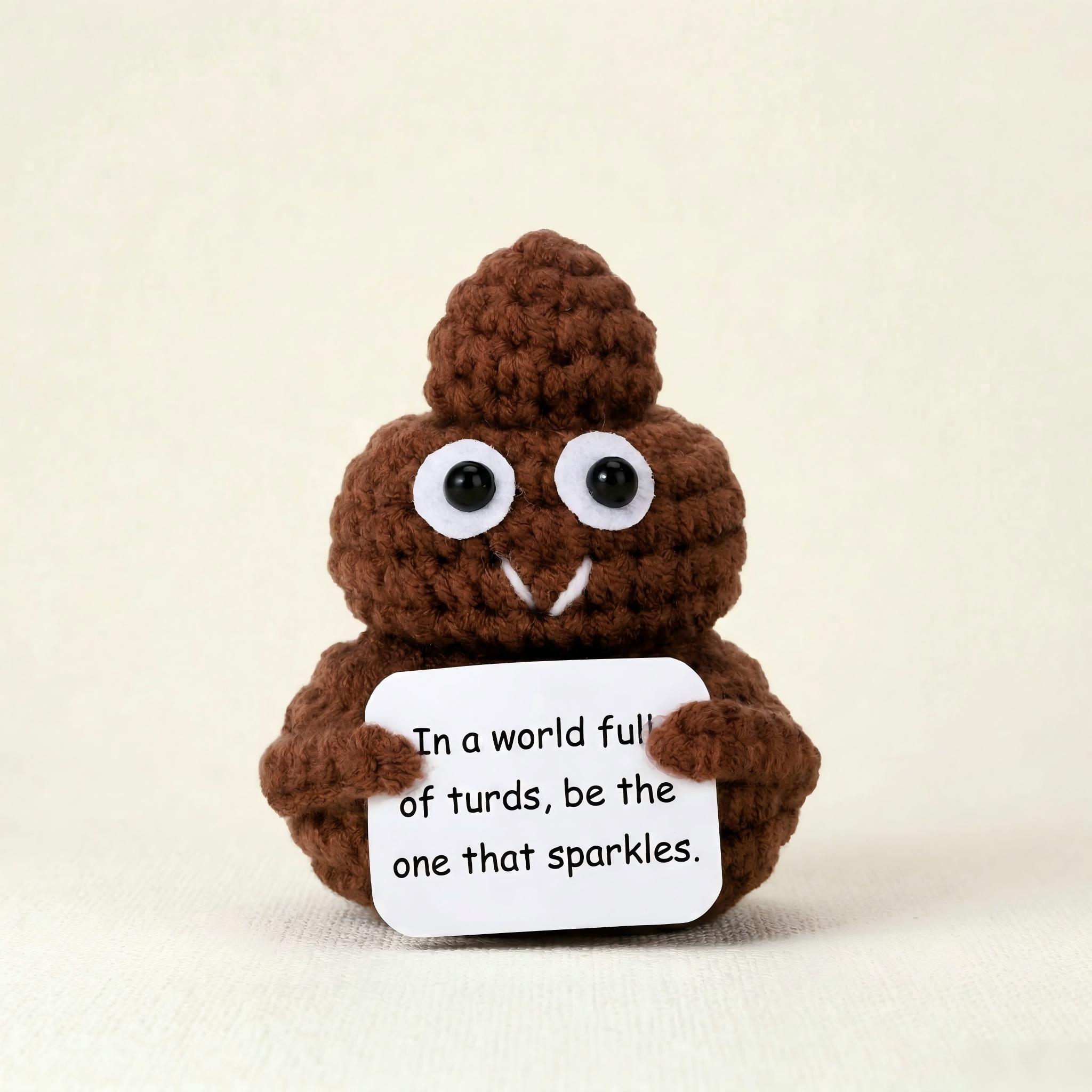 dorable Handmade Knitted Poop Doll Emotional Support Plush Soft Squeezable Stress Relief Toy Ideal Christmas Presents Holiday Gifts Birthday Gifts For Women Men Him Teacher Appreciation Small Cute Gift Bag Pendant Desk Decor Travel Companion Party Favor