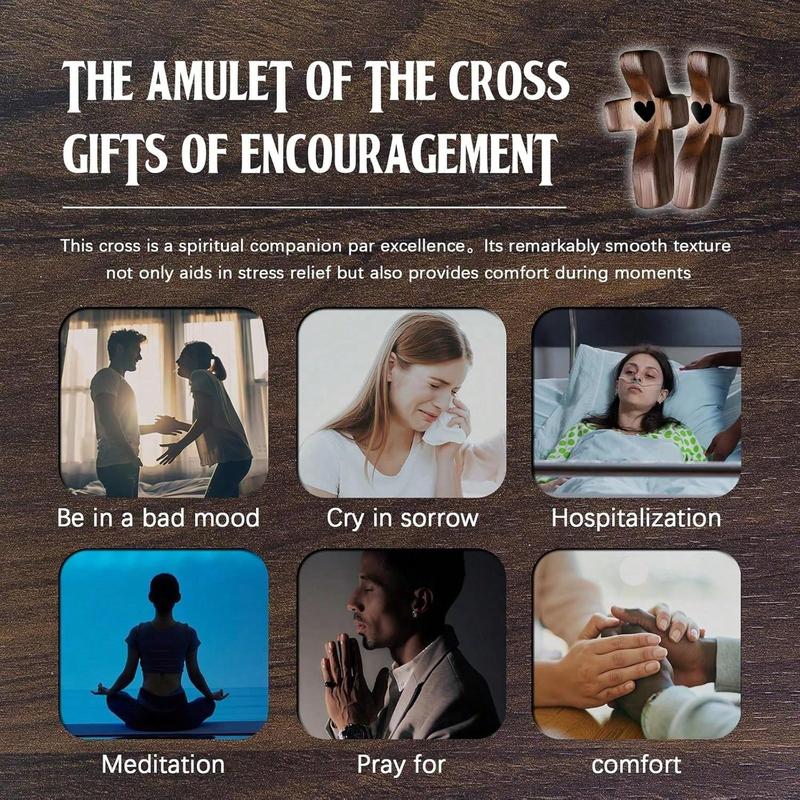 20pcs Cross My Heart/Wooden Cross, Wood Comfort Stress Relief Cross, Prayer Cross for Hand, Pocket Cross Christian & Easter Gift