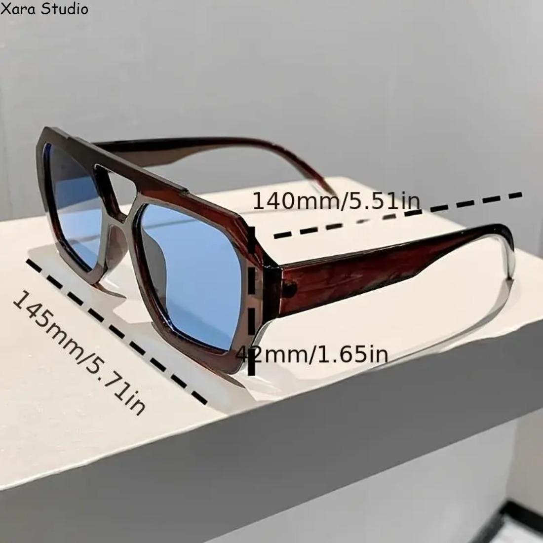 3 Pack Large Rectangular Sunglasses for Men & Women – Gradient Green-to-Blue Lenses, Sturdy Metal Frame, Trendy Fashion Eyewear for Casual, Formal, Travel & Daily Wear