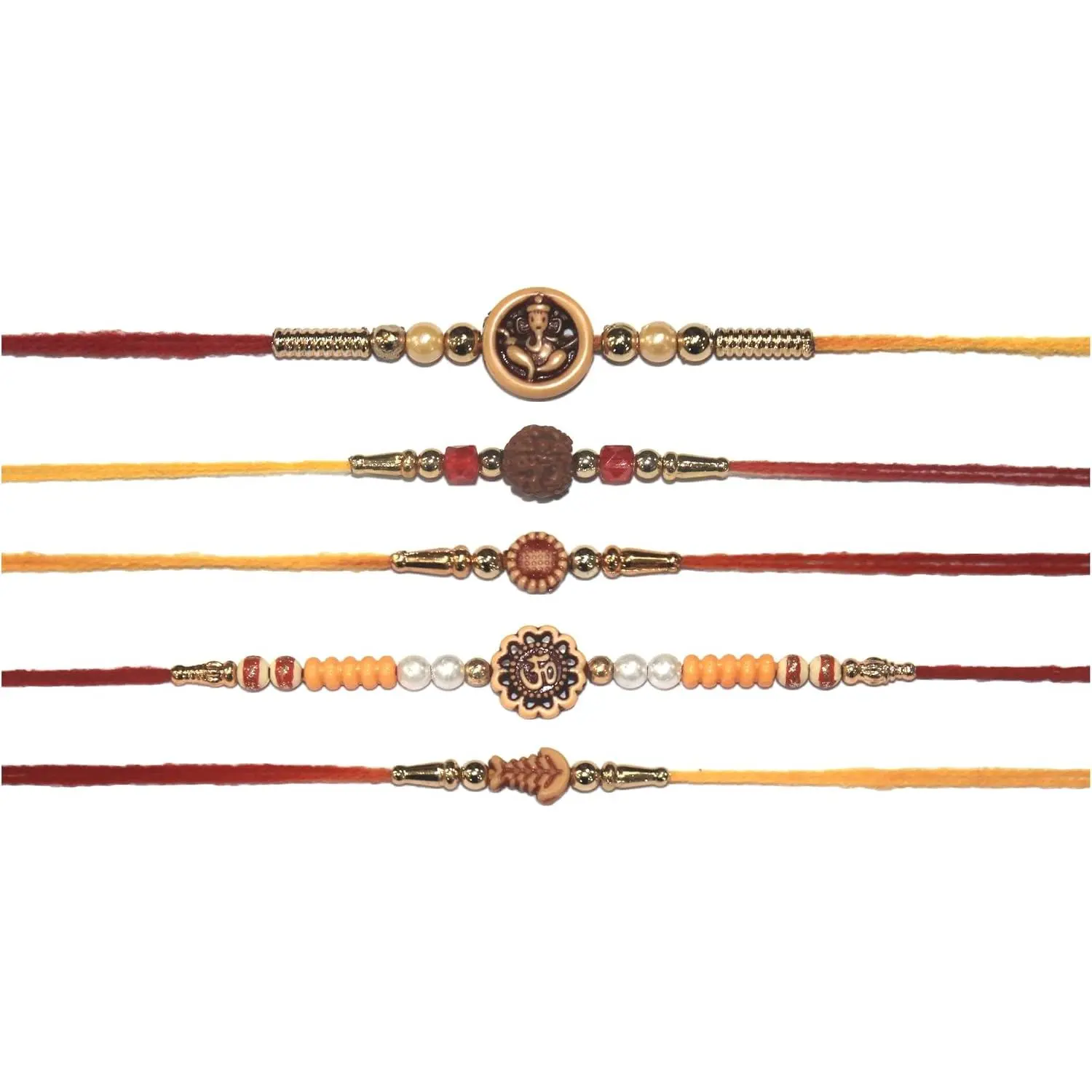 Set of  Rakhi Bracelets (5 Rakhis)  Rakhi Set of 5 Rakhi Gifts for , Sister, Bhaiya, Bhabhi for Indian Rakhis Raksha Bandhan Festival Rakhi Bracelet