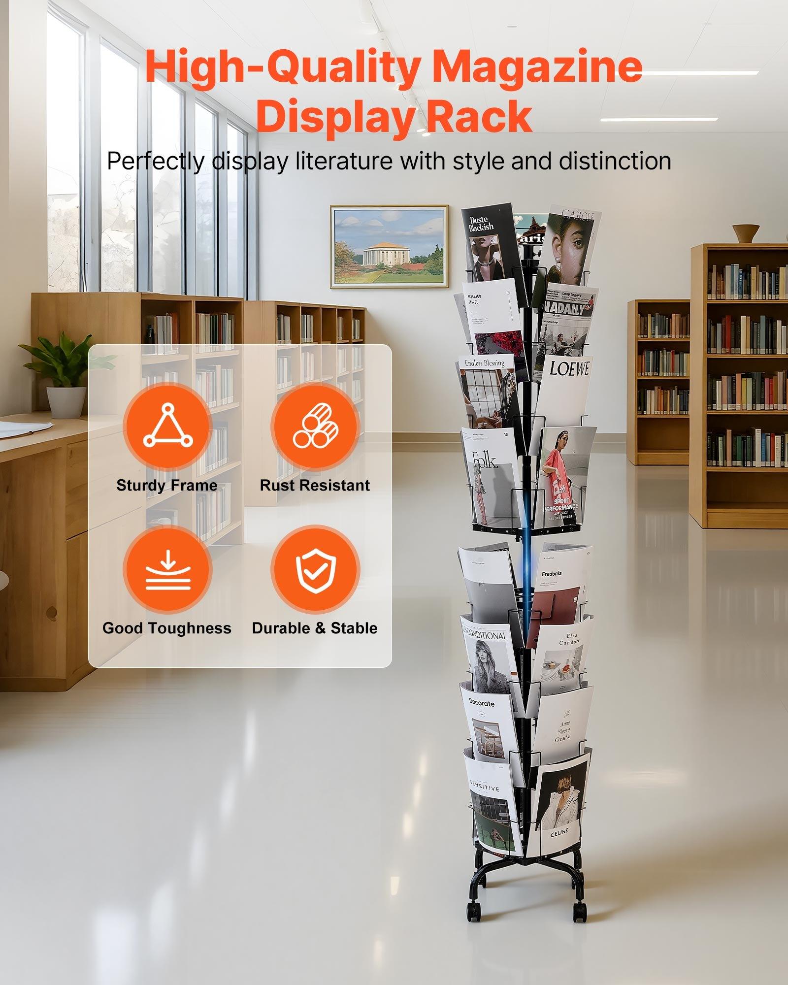 VEVOR Greeting Cards Display Rack, 32 Pockets Rotating Postcard ...