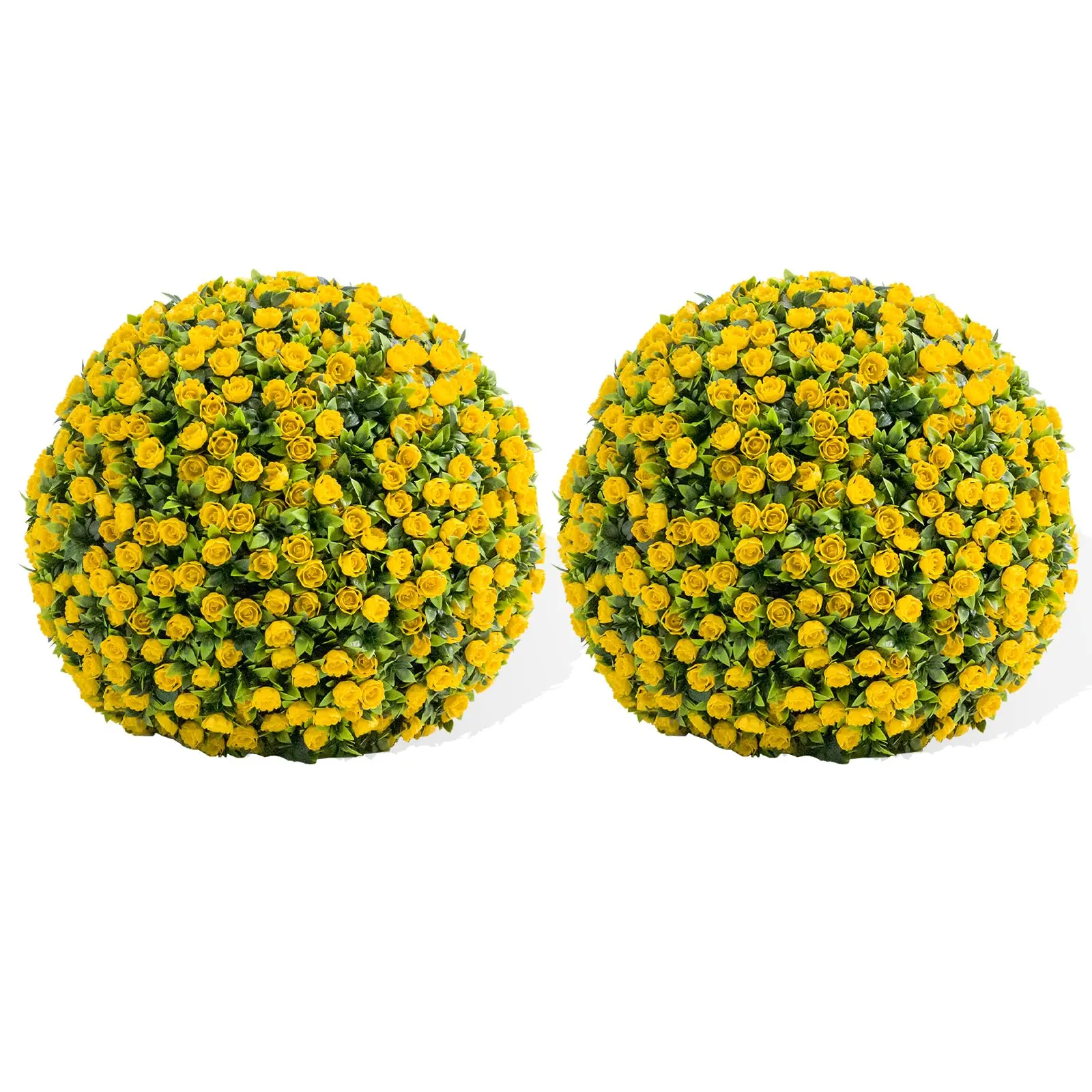 GARVEE 40cm Set Pack of 2 Artificial Boxwood Flower Topiary Balls - UV Resistant, Gel Material, with Chain - Outdoor Decor for Balcony, Wedding