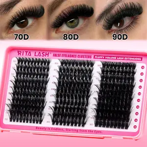 RITALASH 280pcs D Curl Individual False Cluster DIY Eyelashws Individual Lashes Mixed Tray Lash Clusters Extensions DIY Lashes at Home  for Beginners