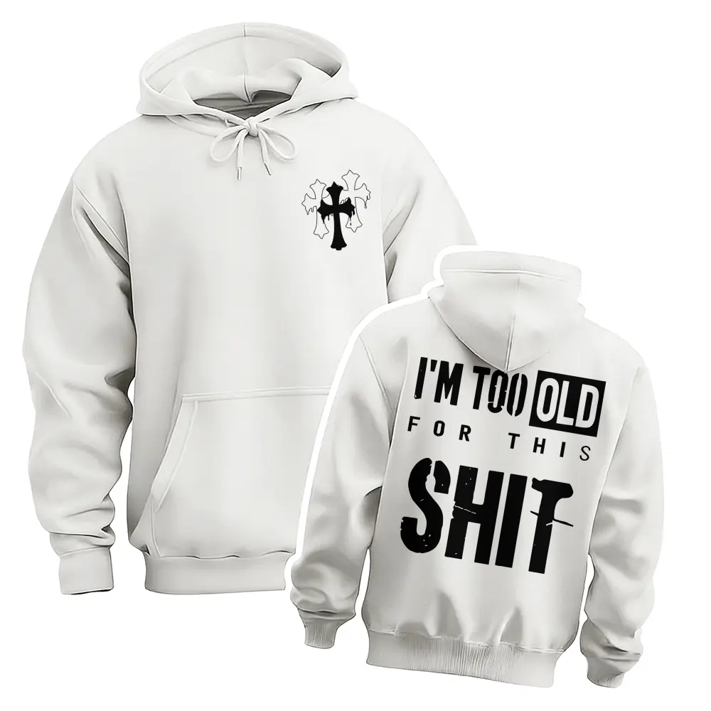 Men’s Gothic Cross Graphic Print Oversized Hoodie Sweatshirt, Dark Style Long Sleeve Pullover Hooded Top, Loose Fit Gothic Streetwear Hoodie for Daily Wear, Travel, Outdoor Activities and Fall Winter Fashion