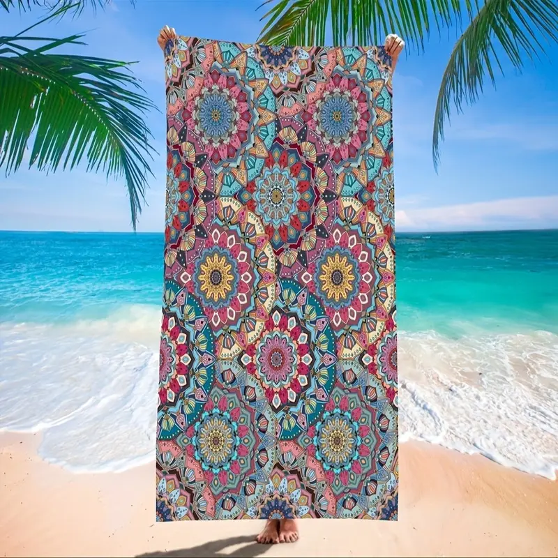 essential,,standard,portable,,hostess,gift,,xl,luxury,bathtowels,decorative,boat,personalized,custom,towels,drying,Bohemian Beach Towel Quick Dry Sandproof Microfiber Vibrant Rose Mandala Pattern Multifunctional Car Seat Sweat Towel for Pool Travel Campin