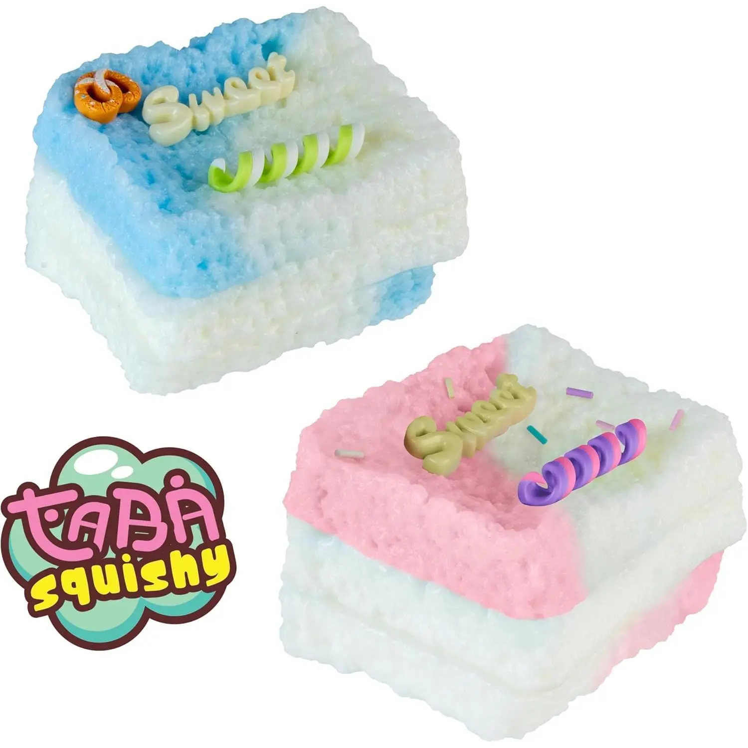 Tabalicious Sweet Treats TABA Squishy Cake Toy 2 Pack - Soft, Sticky, Colorful Play Squishy Food Dessert TABA Squishies - Fun Stress Relief - Fidget and Sensory Squishy Toys for Kids and Adults
