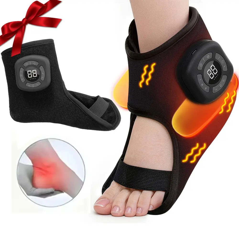 Electric Ankle Foot Massager with Air Pressure, Vibration, and Heating, 3 Modes, 5 Intensity Levels, Adjustable Strap for Foot Relaxation, Muscle Care and Therapy