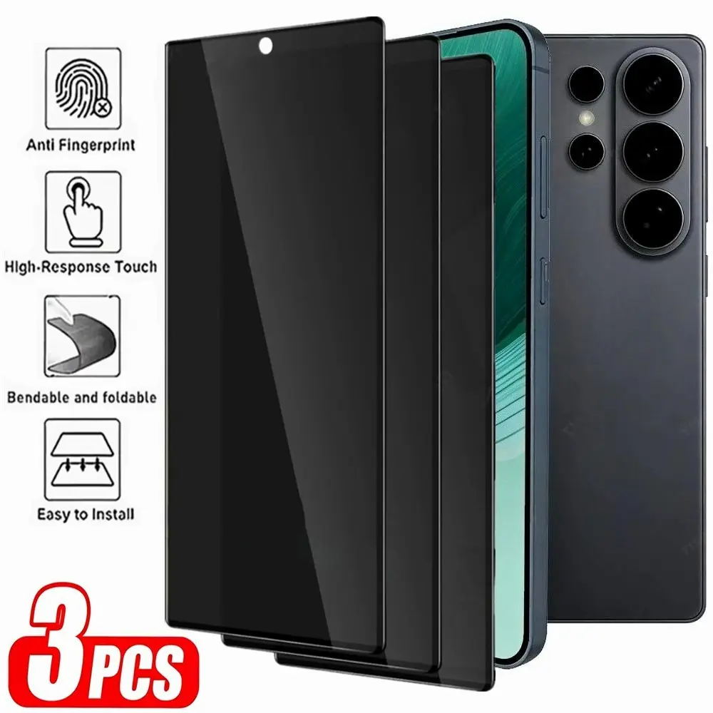 3Pcs Matte Privacy Ceramic Film For Samsung S26 S26 Plus S26 Ultra, Full Coverage Flexible Anti-Peeping Screen Protector Film For Galaxy S25 S25 Plus S25 Ultra S25 FE S24 Ultra S24 FE Anti-Spy Film Touch Sensitive