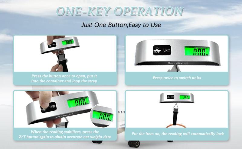 Luggage Scale, 110lb Luggage Weight Scale with 4 Unit Switching Functions&LED Display, Luggage Scale Travel Digital for Weighing Luggage, Backpacks, Packages and Markets