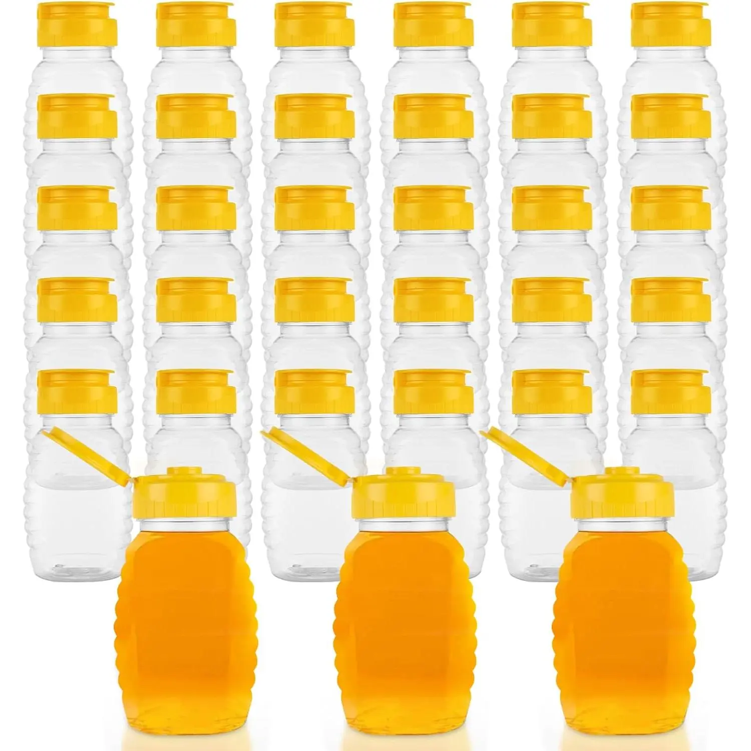 30 count 8oz Honey Squeeze Bottles, Clear Plastic Honey Jar with Flip Lid, Leak Proof Honey Container Honey Dispenser for Storing and Dispensing Honey