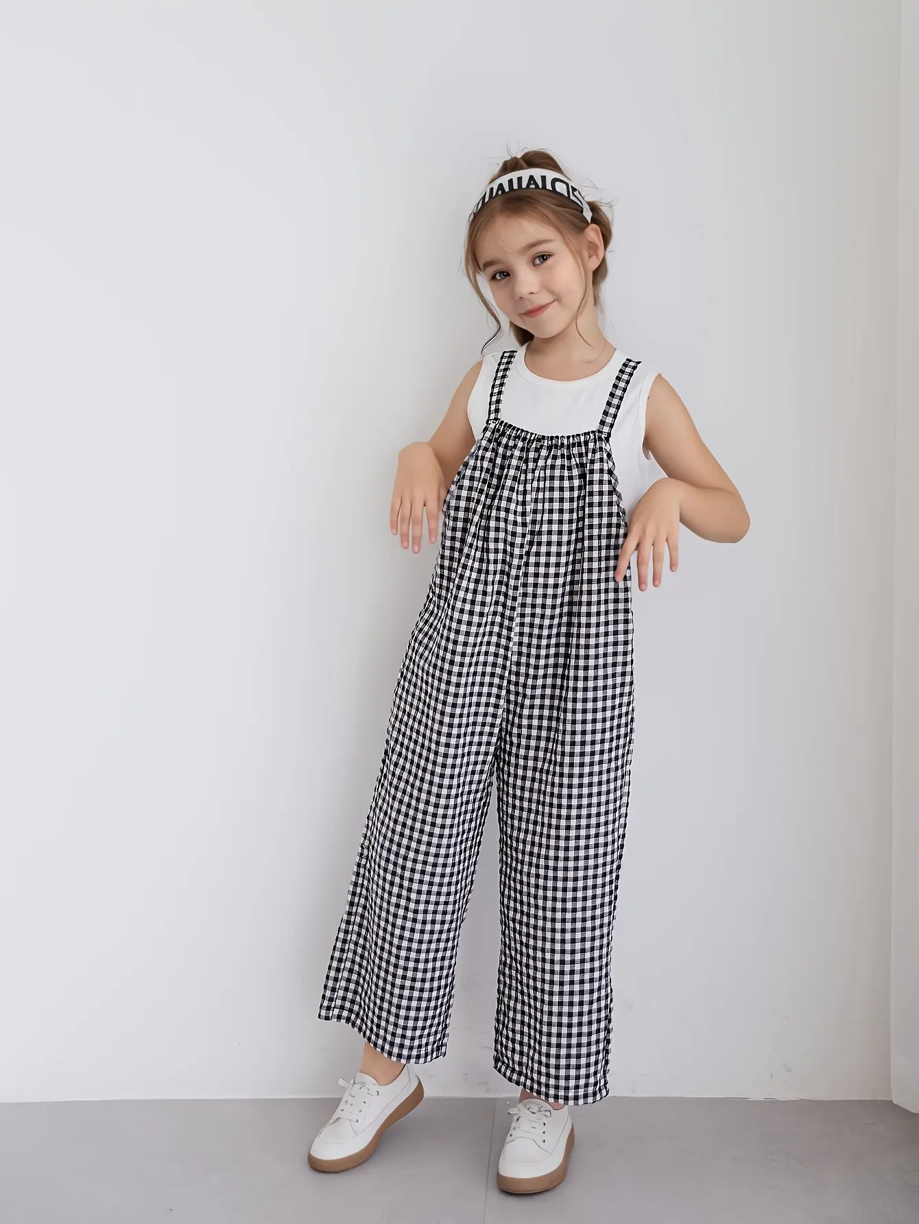 Girls Comfy and Cute Plaid Soft Overalls Jumpsuit - Loose Fitting Coveralls with Side Pockets, Casual Long Pants for Big Kids Daily Outdoor Use, Comfy And Cute Overalls, Loose Fitting Overalls