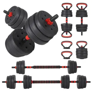 GAOMON Adjustable 7-in-1 Dumbbell Set – 21/26/32/44/55/66 LBS Free Weights with Foam Connecting Rod – Converts to Kettlebell, Barbell, Push Up Stand – Home Gym Strength Training Equipment for Men and Women – Black+Red