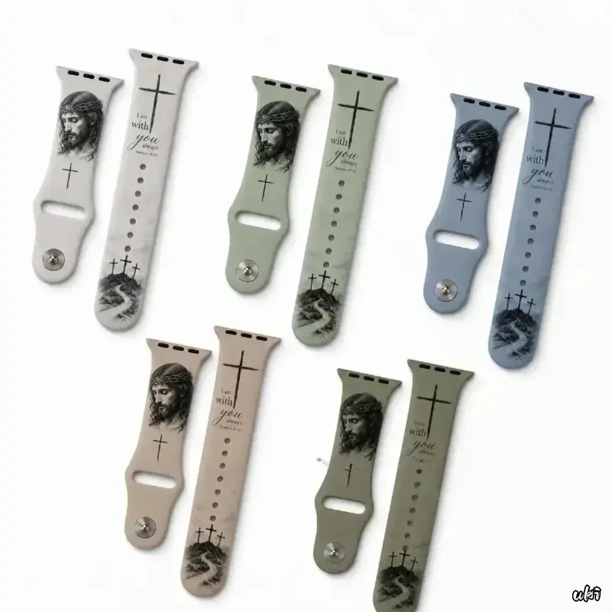 4 Colors Minimalist Christian Silicone Watch Band, Jesus Cross Matthew 28:20 “I Am With You Always” Bible Verse Replacement Strap, Soft Neutral Faith Wristband, Religious Gift For Women & DIY Handbag Accessory