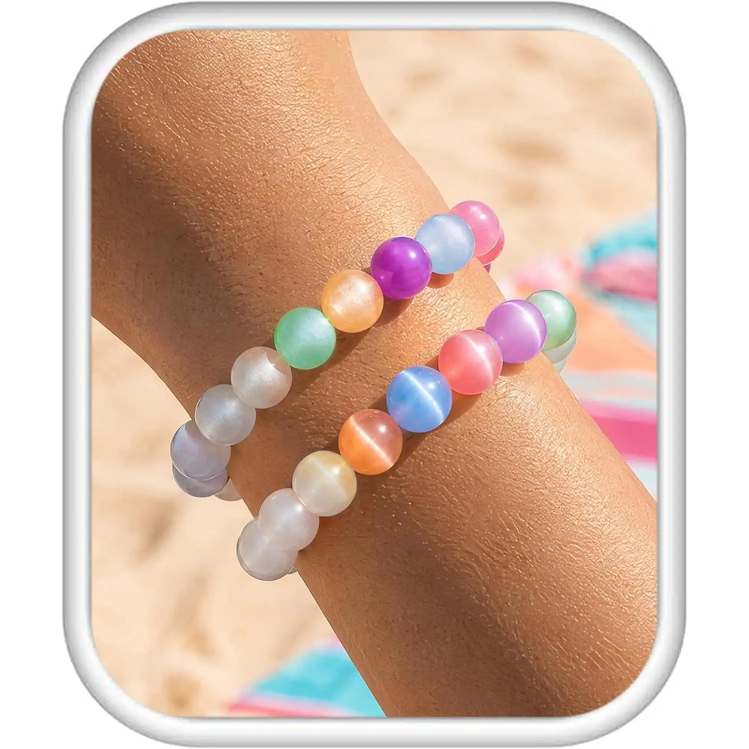 UV Reactive Beads Bracelets for Women, 2 count Dopamine Summer  | Dopamine Bracelets for Women, UV Reactive , Colorful Beaded Bracelet, Summer Accessory for Beach  Party