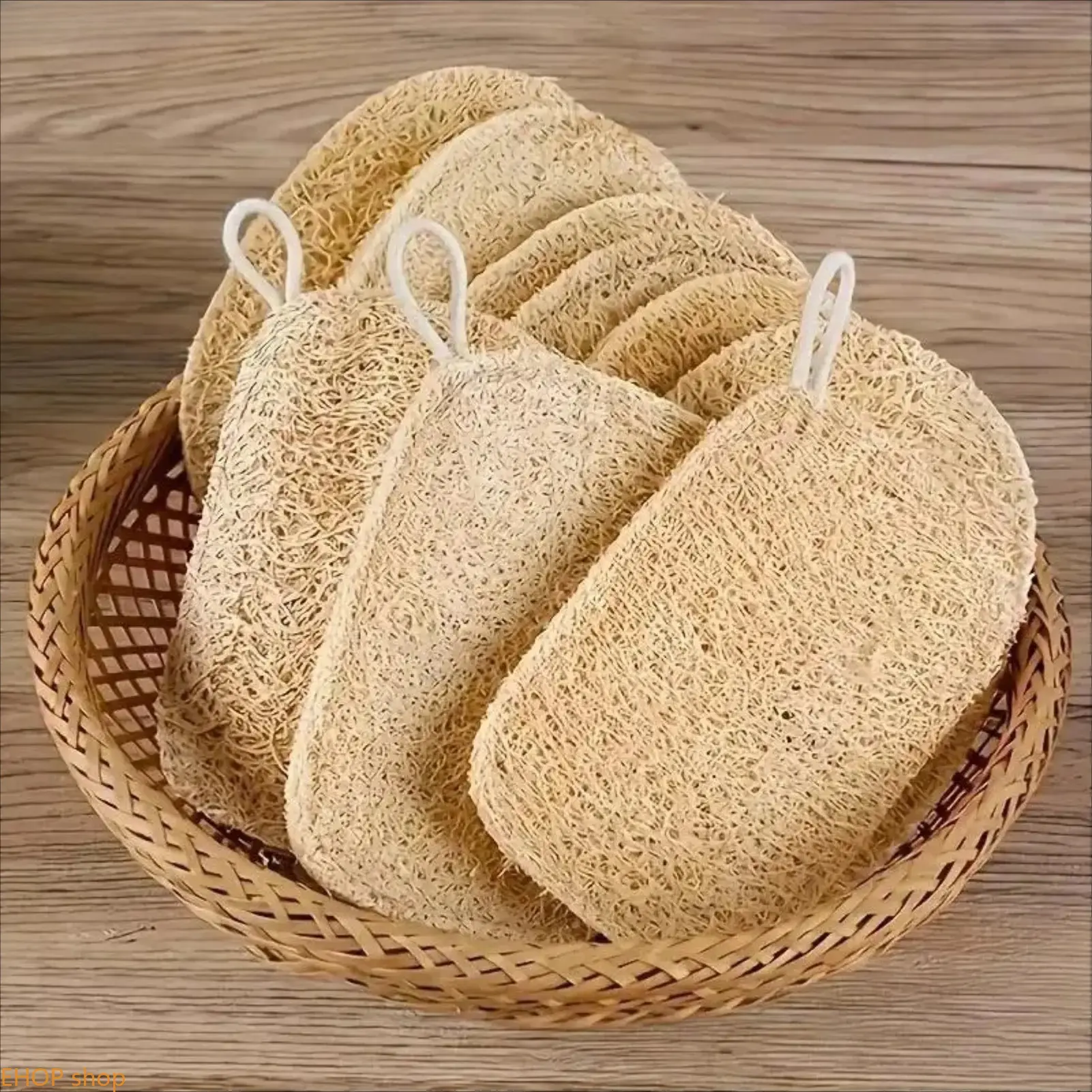 6-Pack Natural Loofah Sponges Gentle Exfoliating Reusable Shower Scrubber Soft Body Cleansing Accessory Daily Bath Skin Care Exfoliation Tool For Home Bathroom Self-Care Routine