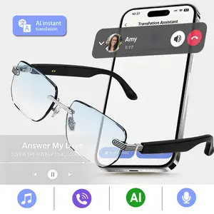 Smart Glasses, Sunglasses, All-in-One AI Glasses, Real-Time Translation, Open-Ear Audio, Blue Light Blocking & Magnetic Charging, Touch Shot & Voice Assistant, Perfect Gift for Businessmen & Travelers