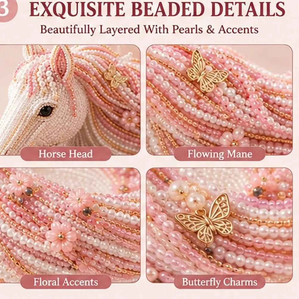 DIY Beaded Horse Mane Catchall Tray Kit, Creative Craft Supplies, Perfect for DIY Projects, Unique Decorative Accessory
