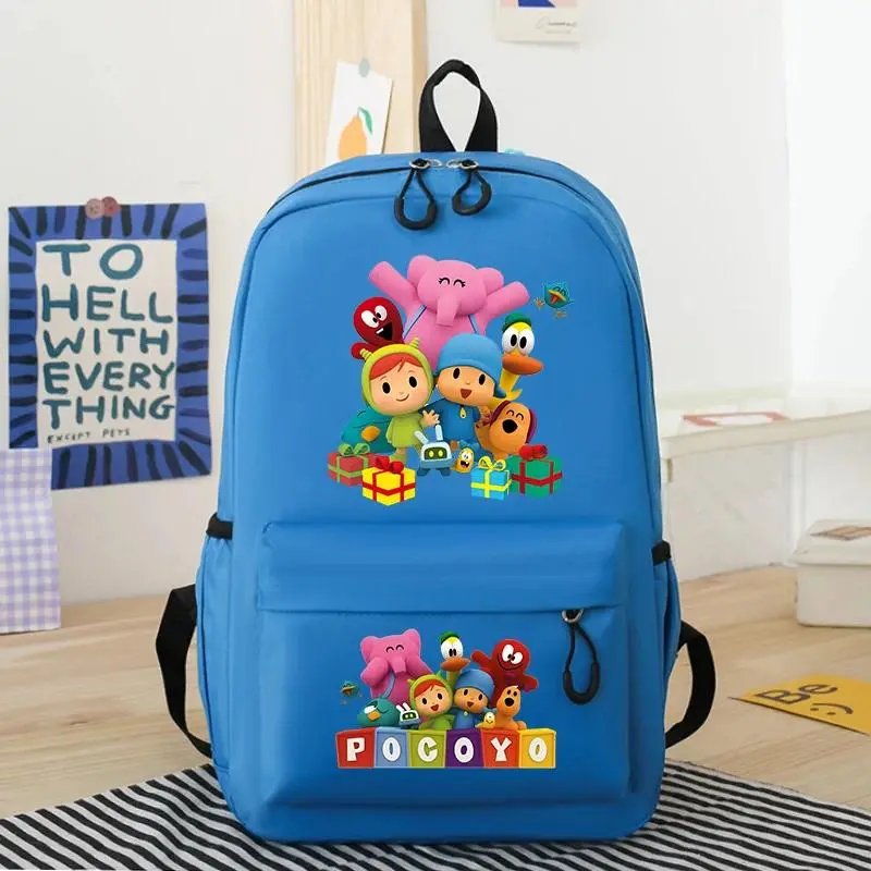 POCOYOS Cartoon Backpack Anime Character Print Shoulder Bag Student Large Capacity Stationery Storage Pouch Back To School Gifts