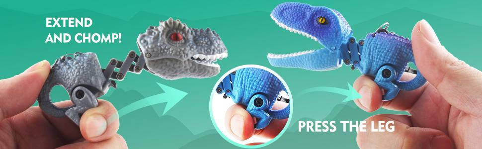 DINOBROS Easter Egg with Dinosaur Toys Filled for Kids, 4 Surprise Eggs Easter Basket Stuffers Fillers with Dino Chomper Birthday Party Favors Gift for Boys and Girls