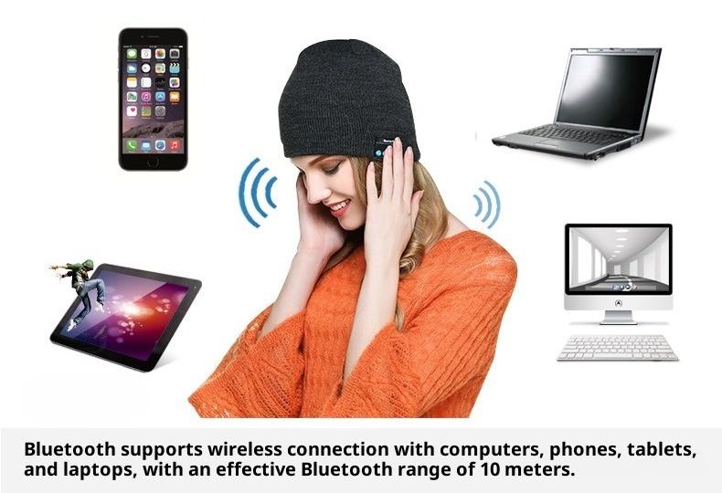 BIGWIG Bluetooth Knit Hat, Wireless Earphone Hat, Music Soft Hat, Built-in Stereo Speaker, Winter Knit Hat, Bluetooth Music Hat, Dual-Ear Stereo, Removable, Washable, Rechargeable, Unisex Gift