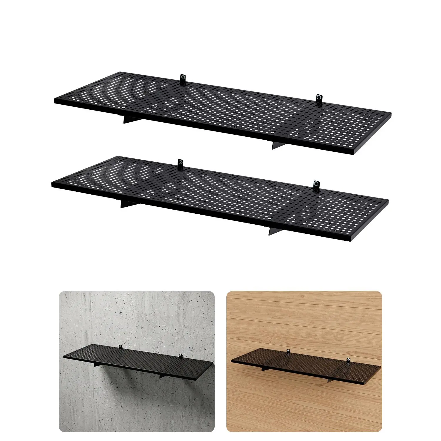 Home Supplies Heavy Duty Metal Floating Shelves - 2/4 Pack 1.5x4ft Wall-Mounted Steel Storage Rack (280 lbs Capacity), Space Saver for Garage & Basement, Easy Install, DIY Shelf Ideas, Mount Floating Shelves