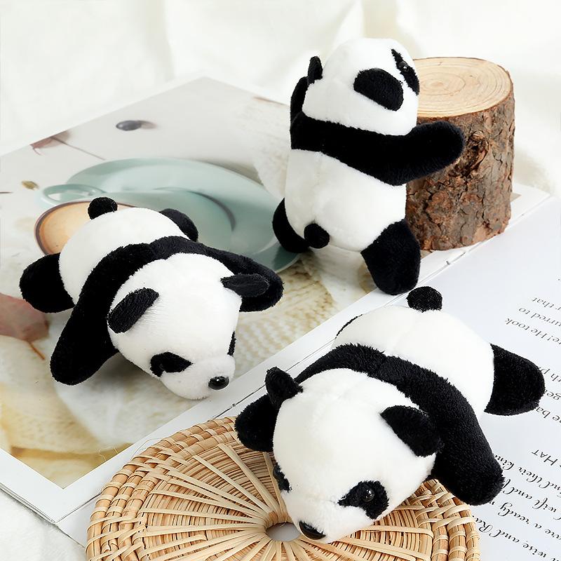 Cartoon Internet celebrity three-dimensional panda brooch, plush red panda doll ins lying down panda jewelry schoolbag pendant