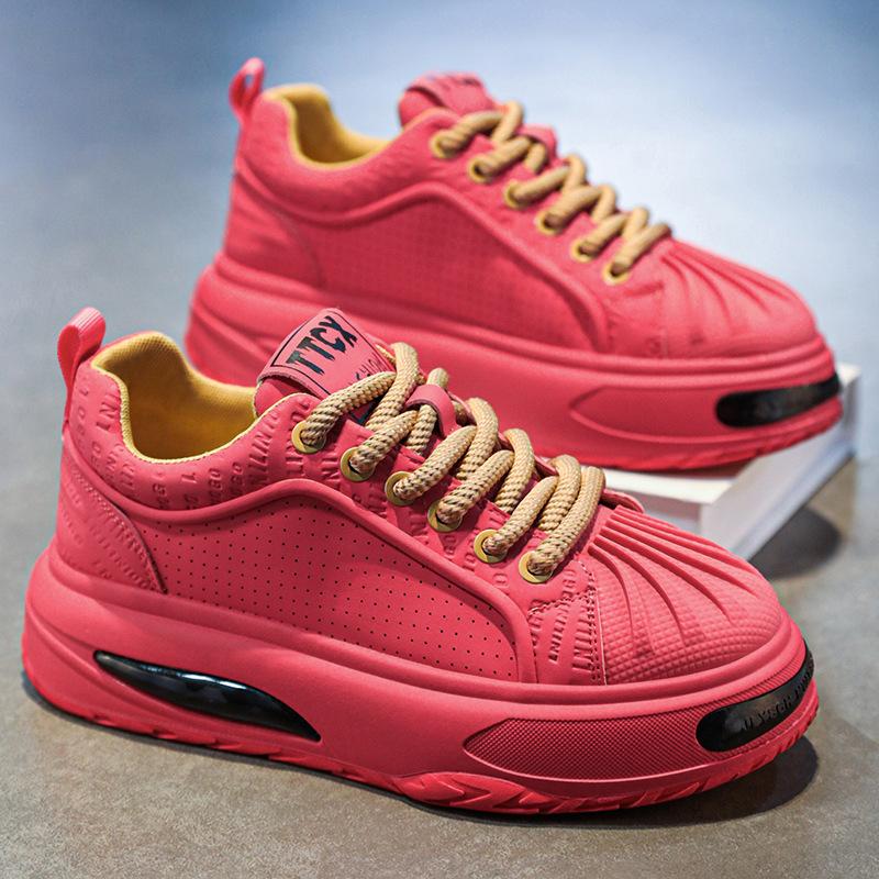 Red shoes for men for the zodiac year, 2026 new spring model, thick-soled trendy brand, high-end casual sneakers, versatile