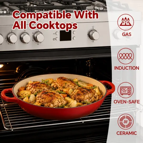 LDQ  Enameled Dutch Oven Pot with Lid, Non-Stick Cast Iron Dutch Oven with Dual Handles for Bread Baking, Cooking, Enamel Coated Cookware - Home And Professional Kitchens, Oven Safe Up, Works on All Stovetops - Enamel Pot, Mother'S Day Gifts