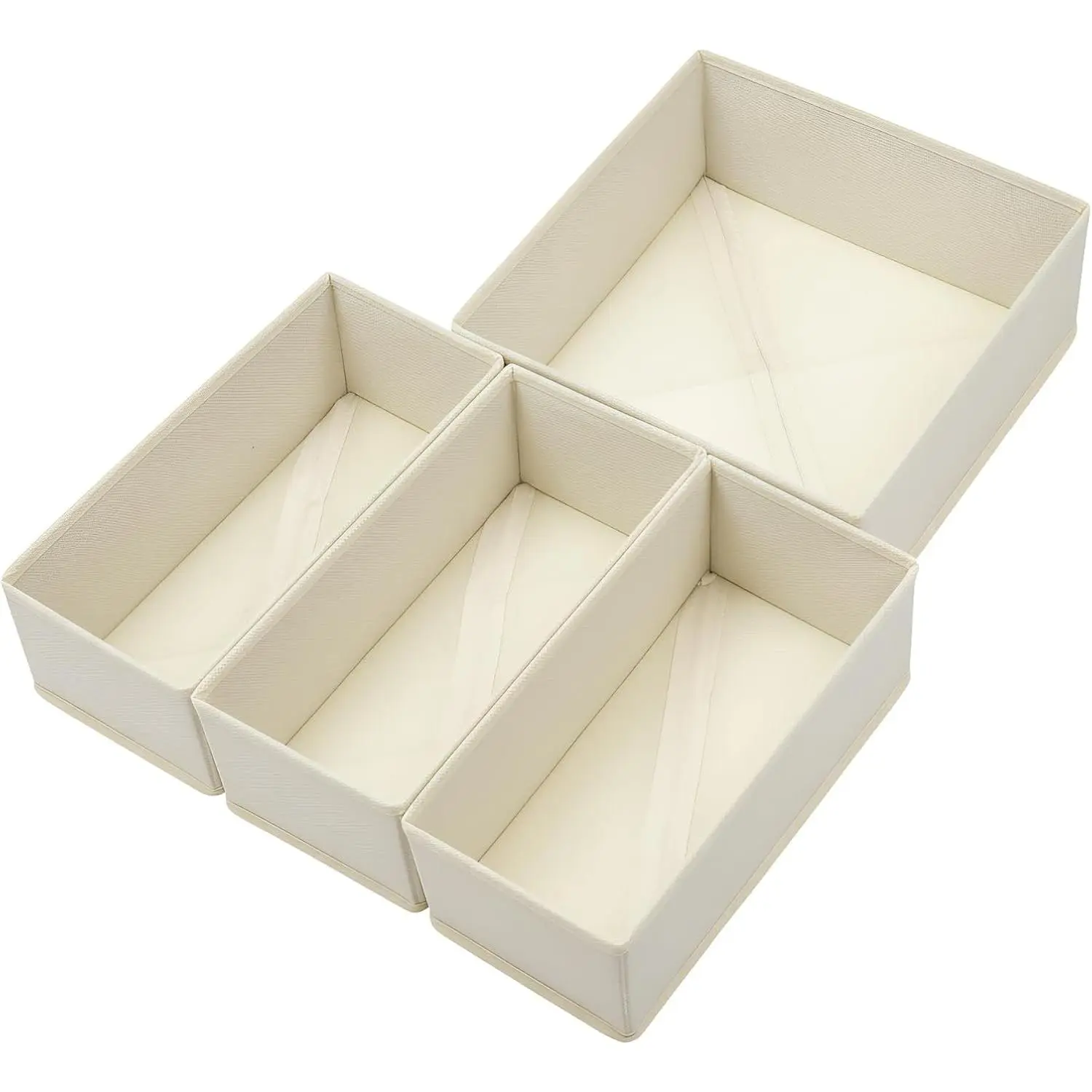 Drawer Organizer Set of 4- Fabric Storage Bins for Clothes, Underwear, Socks & Bras - 11" Dresser Dividers for Bedroom Closet