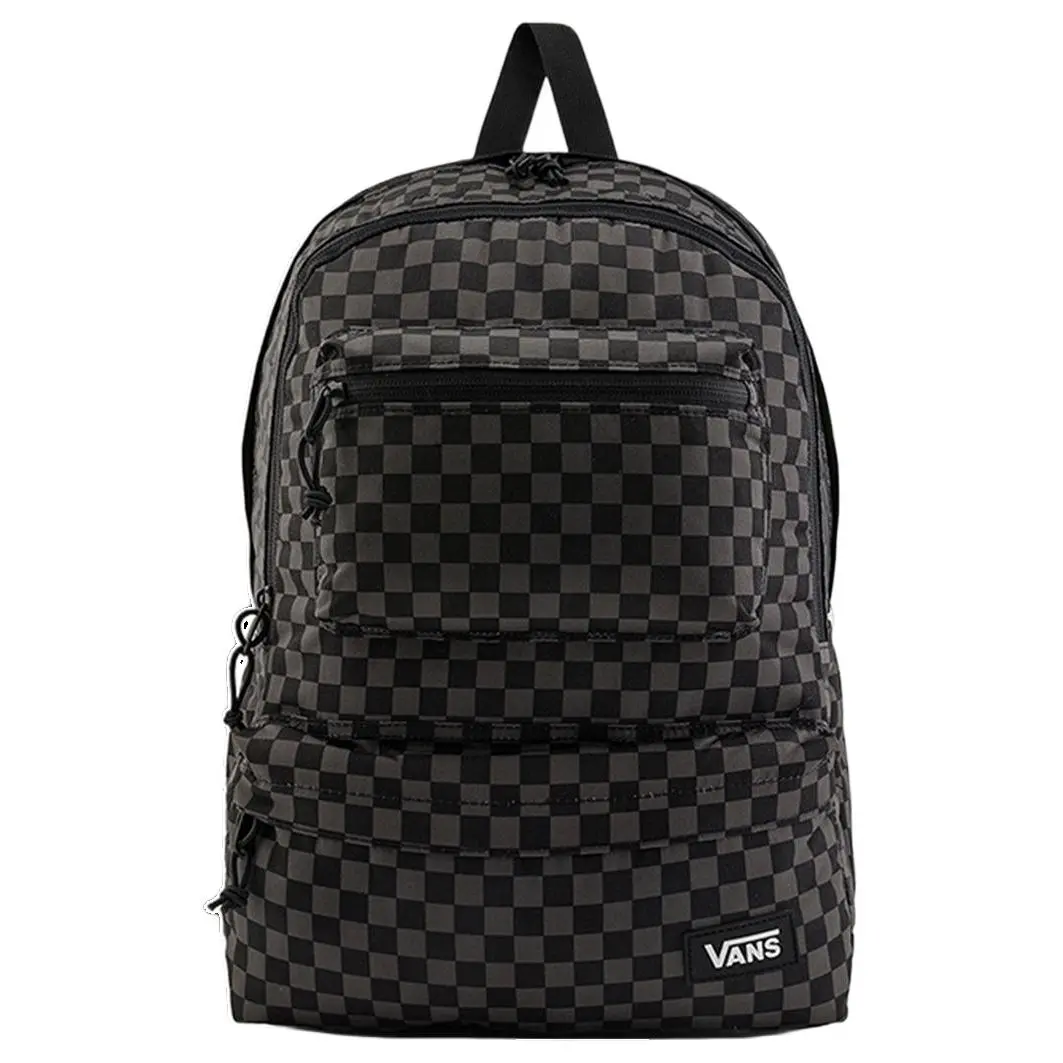 Vans Large-Capacity Polyester Backpack for Women – Classic Checkerboard Black