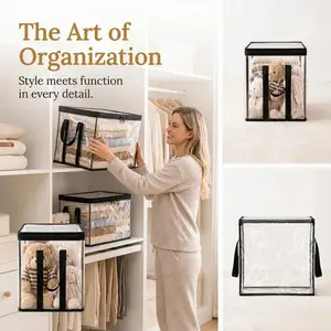Large Clear Thick Plastic Storage Box with Hinged Lid, Heavy-Duty Durable High-Capacity Organizer for Home, Moving, Attic
