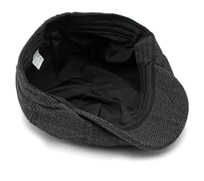 Twill Flat Cap for Men Women Herringbone Newsboy Caps British Style Octagonal Hat Solid Green Red Detective Cabbie Beret Hat