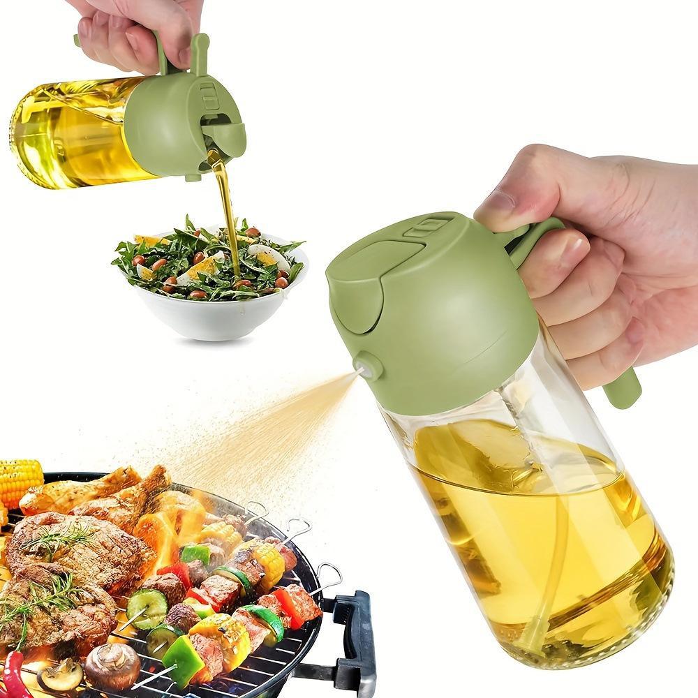 Multifunctional 2-in-1 Glass Oil Dispenser, 1 Count Olive Oil Sprayer with Handle, Oil Dispenser for Cooking, Baking, Frying, Kitchen Utensils & Gadgets #GLOBAL PICKS