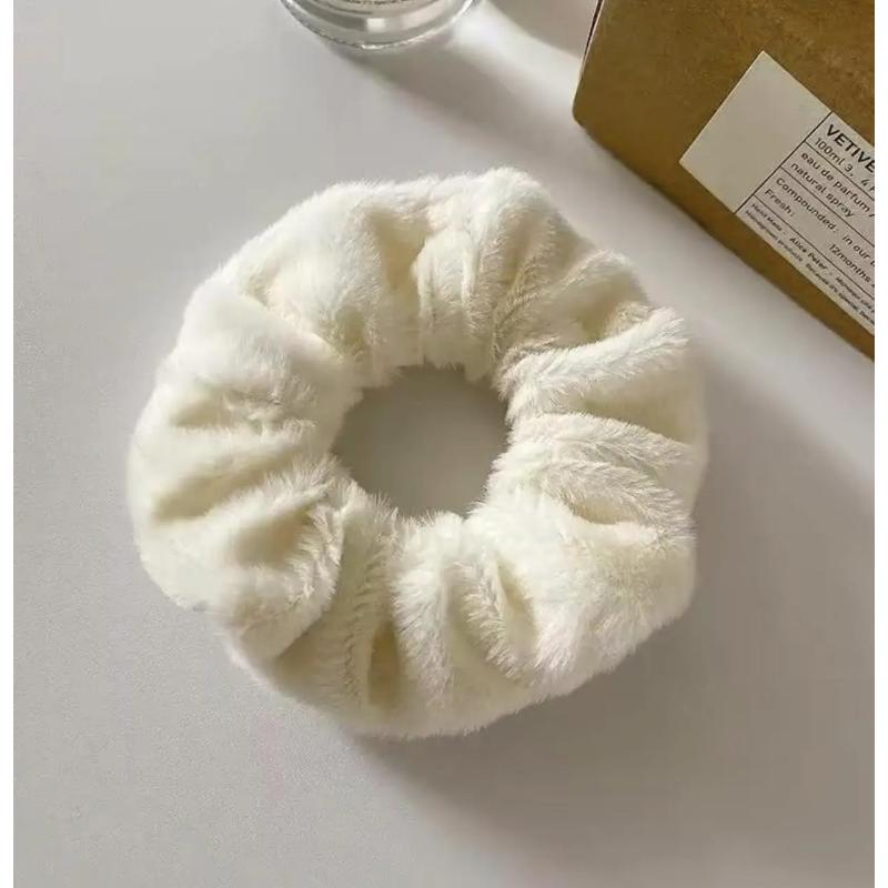 Furry Hair Scrunchies Fluffy Bobbles Elastic Ponytail Holder Soft for Women Girls 10 Random Colors Free Gift Versatile Hair Accessories.