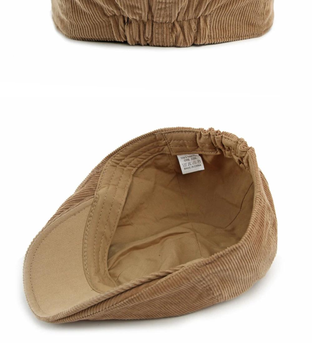 HT5051 Mens Berets Women Retro Artist Painter Beret Hat Spring Autumn Winter Flat Cap Male Female Corduroy Octagonal Beret Caps