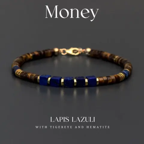 Men's Beaded Bracelet with Lapis Lazuli, Tiger's Eye, and Hematite, Attracts Wealth and Prosperity, Ideal for Daily Wear