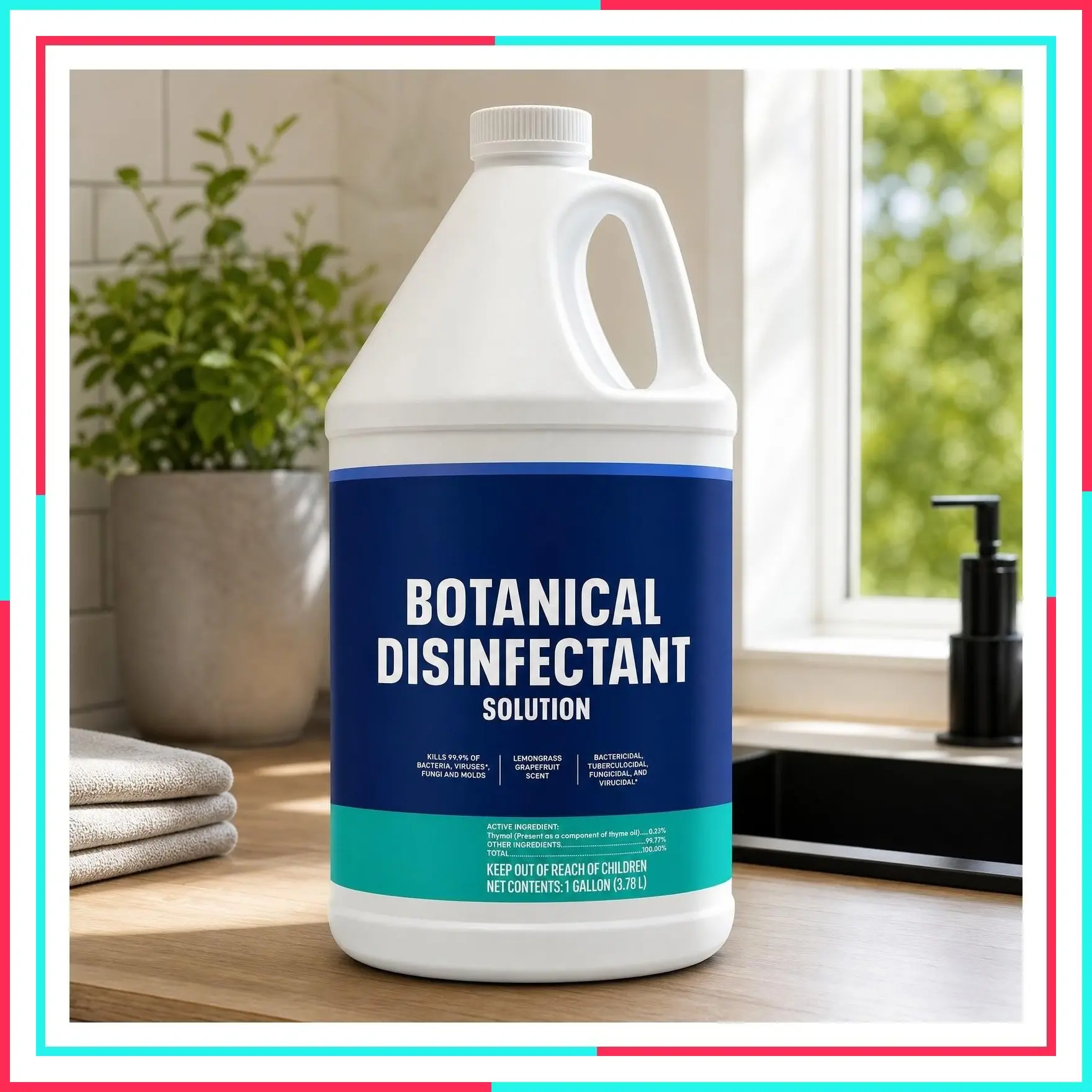 Heavy-Duty Broad-Spectrum Botanical Disinfectant Solution, Kills 99.9% of Bacteria, Viruses, Fungi & Molds, 1 Gallon (Pack of 1)