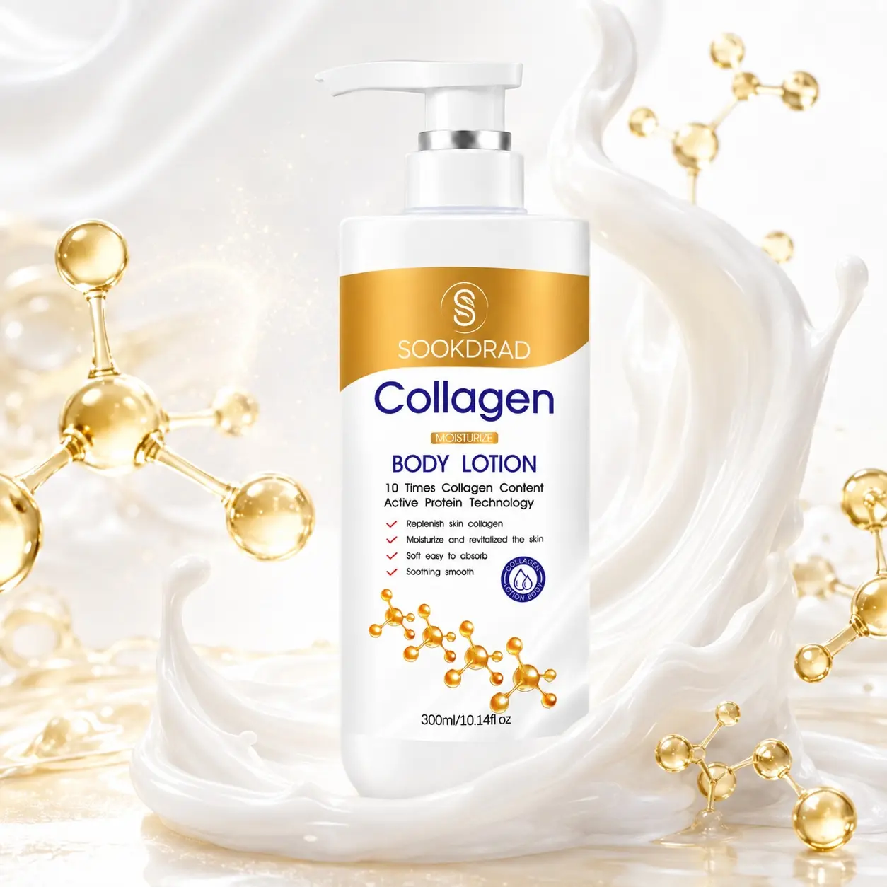 collagen body lotion, 10 times collagen content, active protein technology, replenish skin collagen, moisturize and revitalize skin, soothing smooth, easy to absorb, for body, 300ml/10.14fl oz
