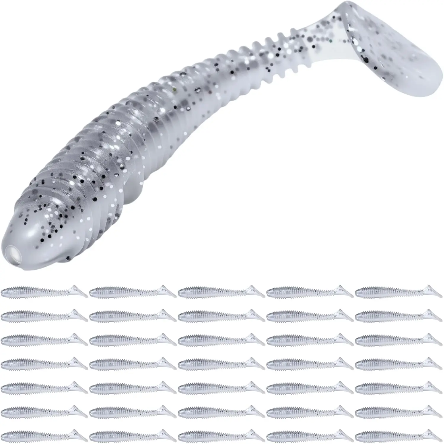 SwingShad, 35 count 3'' Paddle Tail Swimbaits, Soft Plastic Fishing Lures for Bass Crappie Smallmouth, Durable Swim Baits Sinking Swimmer Kit for Saltwater Freshwater Texas  Fitness