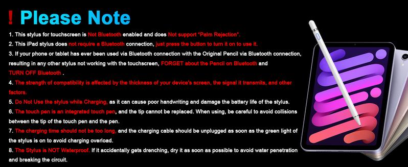 Active Digital Stylus Pen for Touchscreen, Stylus Pencil for Apple iPad mini/Pro/Air, Samsung, iPhone, Android and Most Phone & Tablet, 1.5mm Fine Point Rechargeable Pens - White