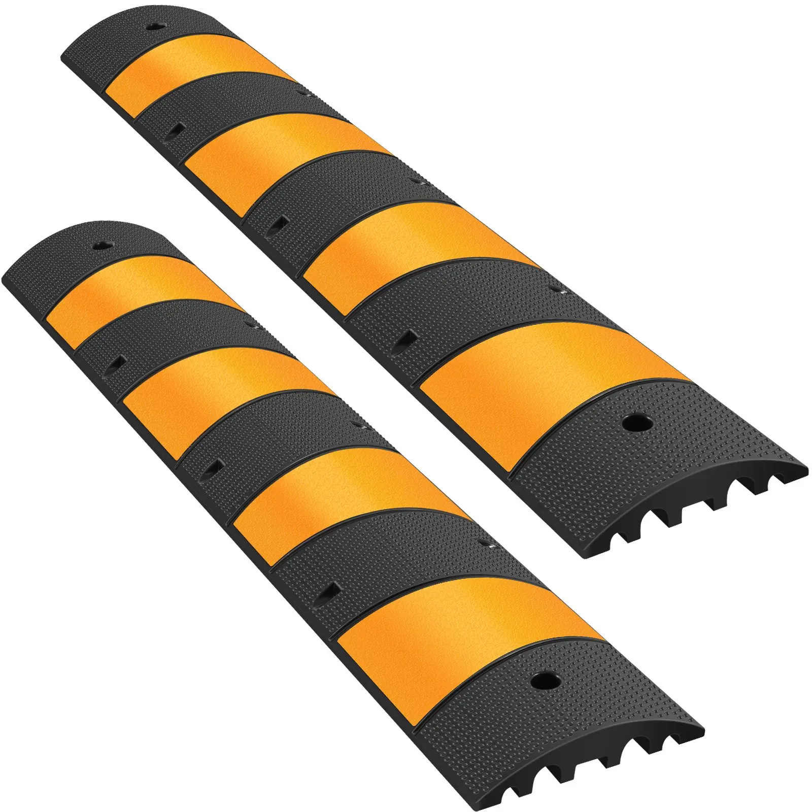 2pcs 6 Feet Rubber Speed Bump Driveway Modular Heavy Duty Speed Bumps 72.4x 12x 2.4 Inch Cable Protector Ramp for Garage Gravel Roads Asphalt Concrete