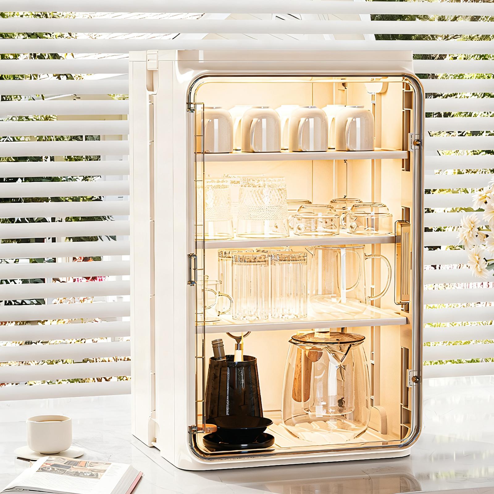 Stackable Plastic Multilayer Cup Storage Box Large Capacity Desktop Storage Display Shelf with Doors and Shelves for Office Kitchen Coffee Bars NEW Stackable Plastic Multilayer Cup Storage Box Large Capacity Desktop Storage Display Shelf with Doors and Shelves for Office Kitchen Coffee Bars NEW