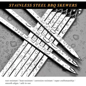 Metal Skewers for Grilling, 50 Pack 14.8" Kabob Skewers, Flat BBQ Barbecue Skewer, Reusable Grilling Skewers Set with Portable Storage Tube for Commercial and Home Use