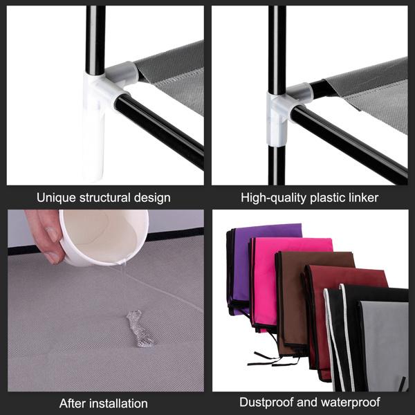 [Bellemave]Room-saving 10-Layers 9 Lattices Non-woven Fabric Shoe Rack Black